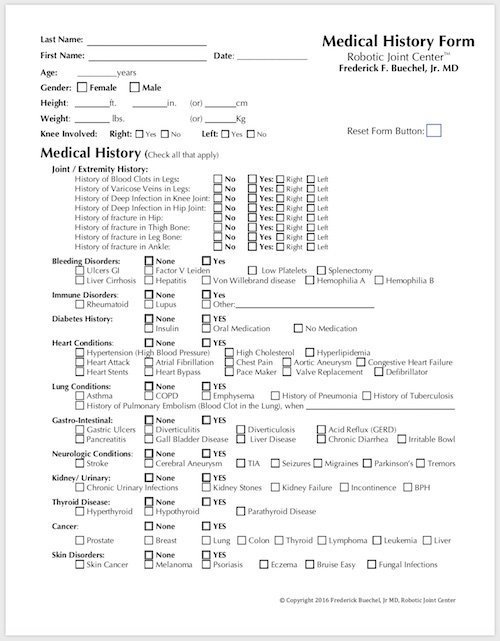 Medical History Form